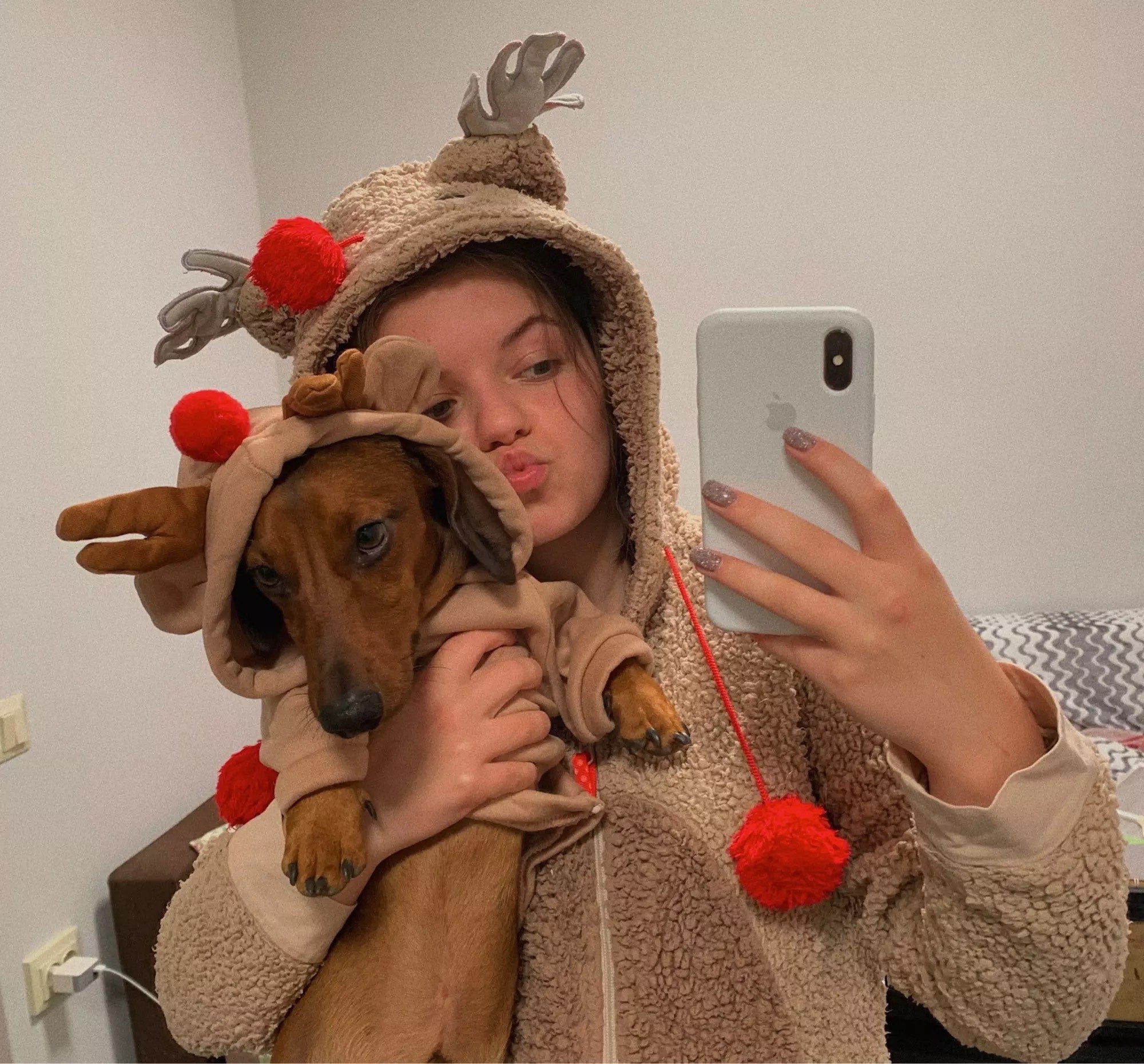 dachshund dog christmas hoodie reindeer dach planet