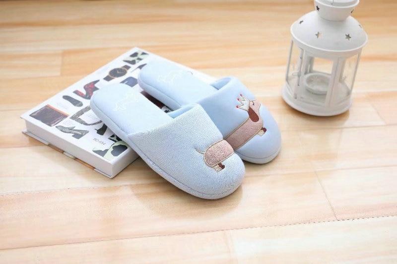 dachshund dog plush slippers woman