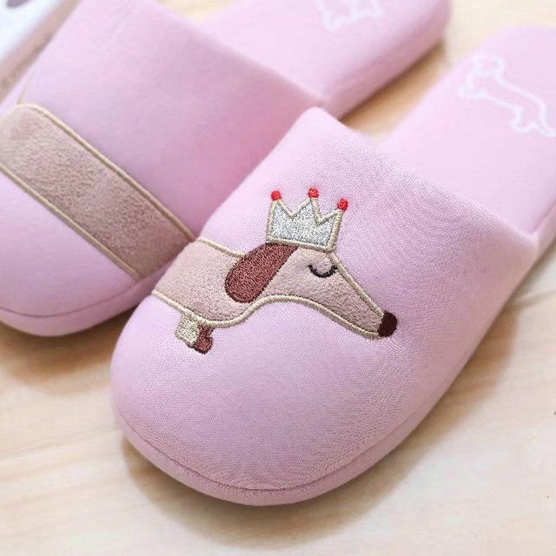 dachshund dog plush slippers woman