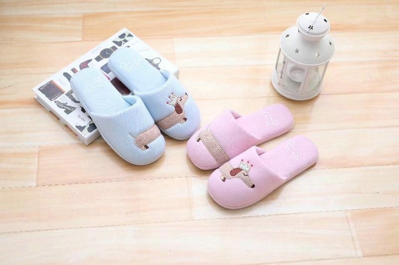 dachshund dog plush slippers woman