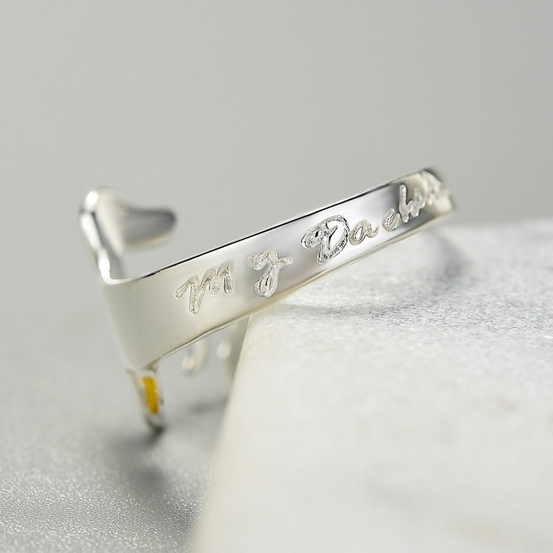 silver dachshund dog ring 