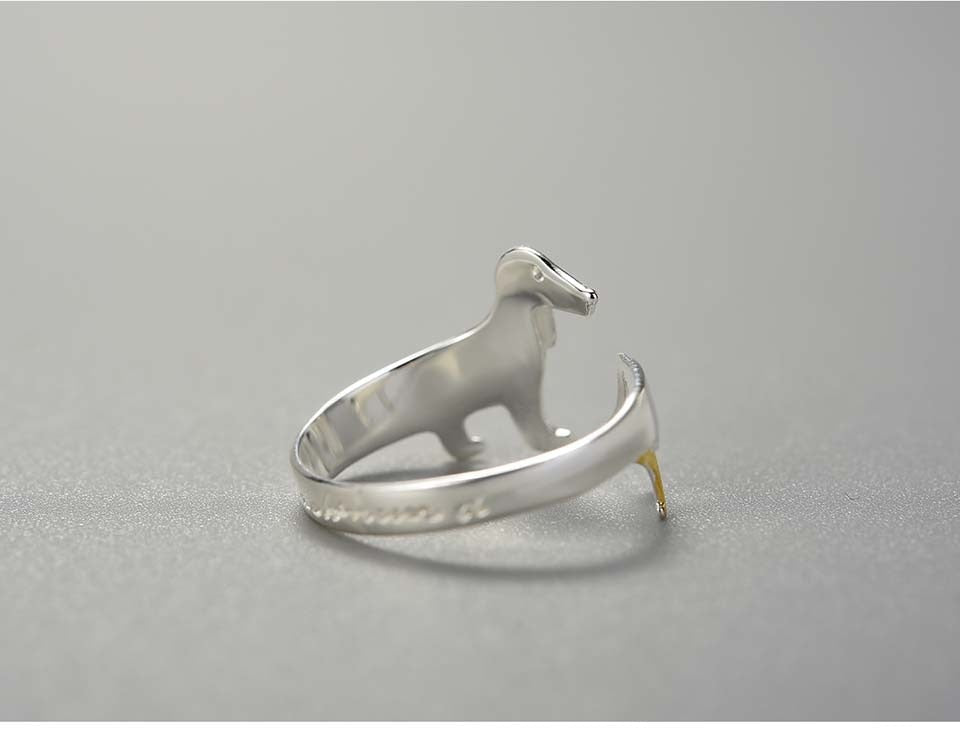 silver dachshund dog ring 